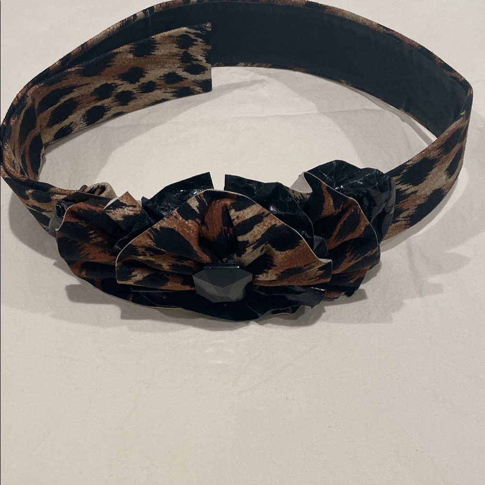 Leopard Print Belt with Floral Design